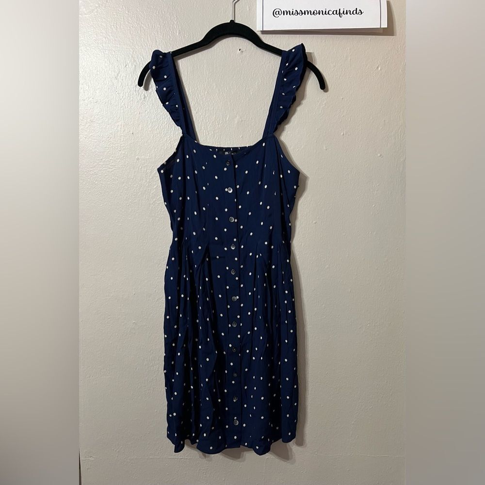 Madewell Ruffle Strap Button Down Polka Dot Dress… - image 3